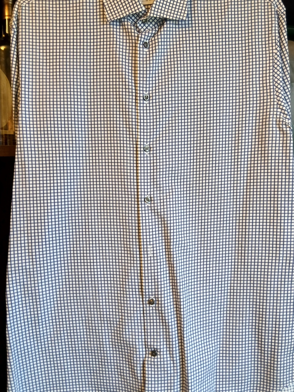 Armani Collezioni White Shirt with Navy Grid Check